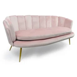 3S. x Home Canapé 3 places arrondi Brenda Velours Rose pieds Or Online