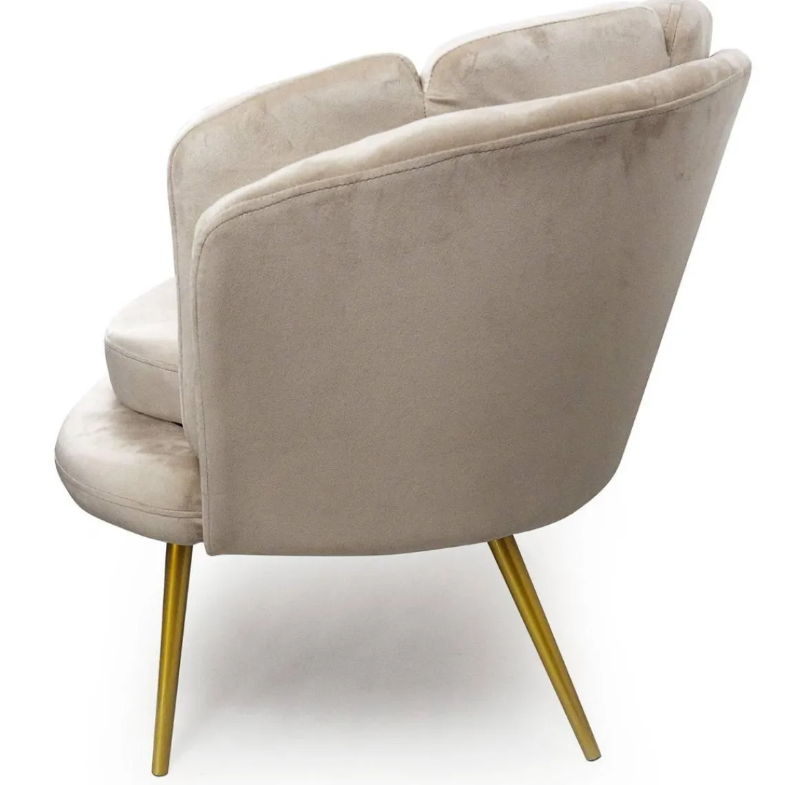 3S. x Home Canapé 3 places arrondi Brenda Velours Taupe pieds Or Sale