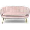 3S. x Home Canapé 2 places arrondi Brenda Velours Rose pieds Or Online