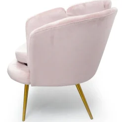 3S. x Home Canapé 2 places arrondi Brenda Velours Rose pieds Or Online