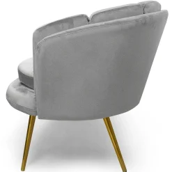 3S. x Home Canapé 2 places arrondi Brenda Velours Argent pieds Or Clearance