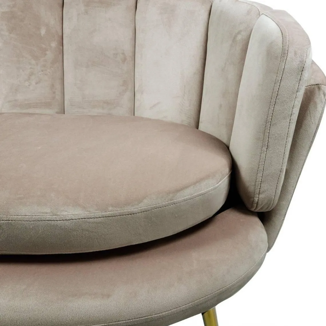 3S. x Home Canapé 2 places arrondi Brenda Velours Taupe pieds Or Online