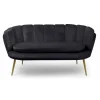 3S. x Home Canapé 2 Places Arrondi en Velours Noir Pieds Or Outlet