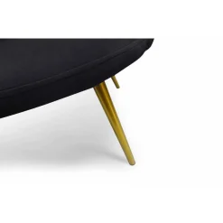 3S. x Home Canapé 2 Places Arrondi en Velours Noir Pieds Or Outlet