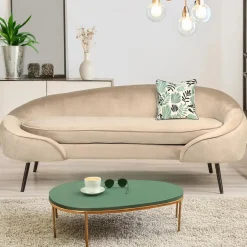 3S. x Home Canapé 3 places asymétrique Brendan Velours Taupe