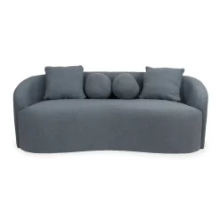 3S. x Home Canapé 3 places au design élégant et incurvé Alex Tissu bouclette Gris New