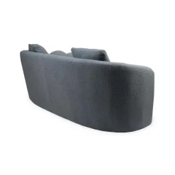 3S. x Home Canapé 3 places au design élégant et incurvé Alex Tissu bouclette Gris New