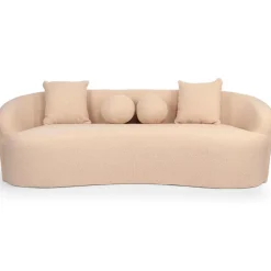 3S. x Home Canapé 4 places au design élégant et incurvé Alex XL Tissu bouclette Beige Discount