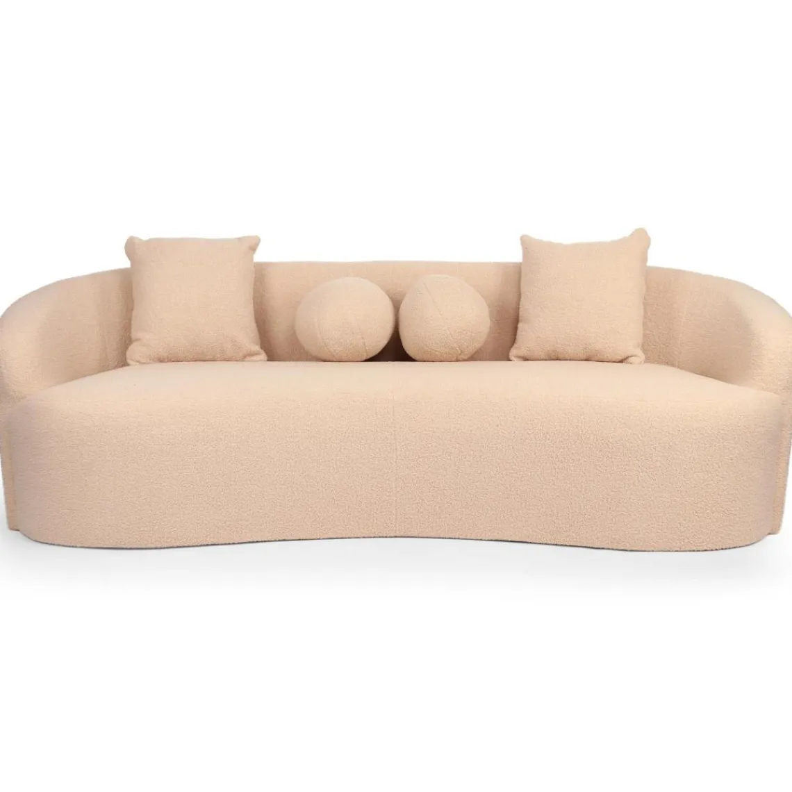 3S. x Home Canapé 4 places au design élégant et incurvé Alex XL Tissu bouclette Beige Discount