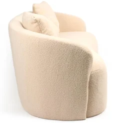 3S. x Home Canapé 3 places au design élégant et incurvé Alex Tissu bouclette Beige Clearance