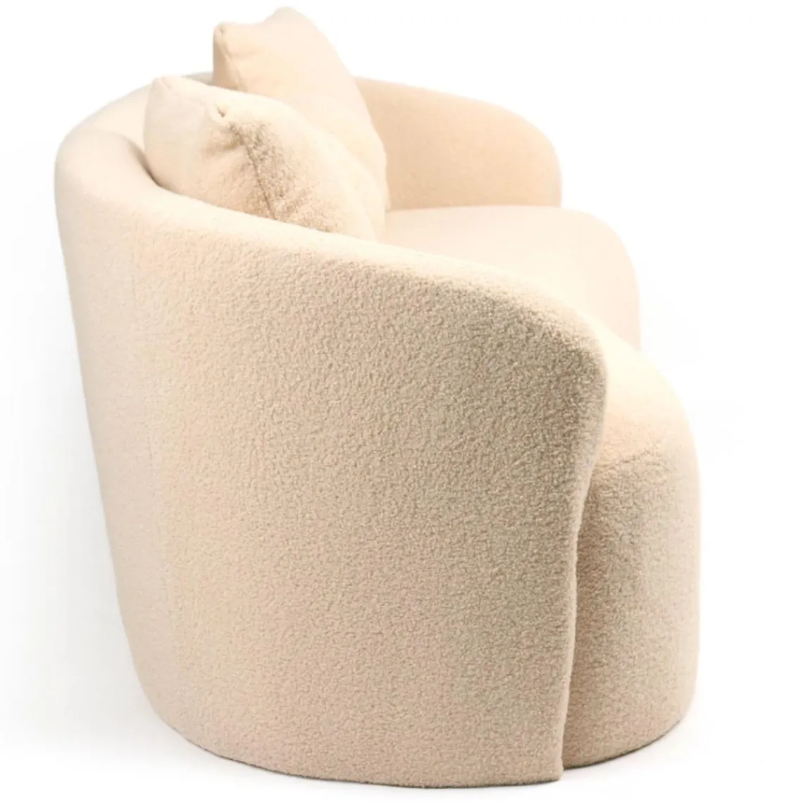 3S. x Home Canapé 3 places au design élégant et incurvé Alex Tissu bouclette Beige Clearance