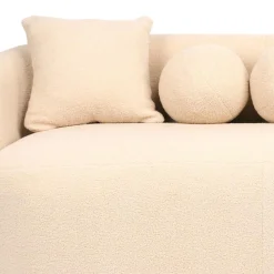 3S. x Home Canapé 3 places au design élégant et incurvé Alex Tissu bouclette Beige Clearance