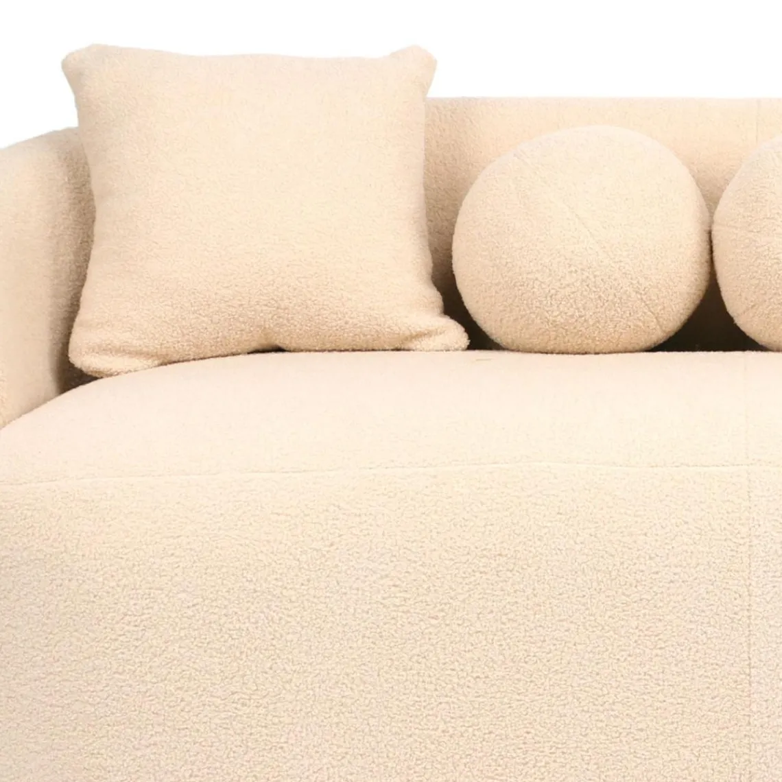 3S. x Home Canapé 3 places au design élégant et incurvé Alex Tissu bouclette Beige Clearance