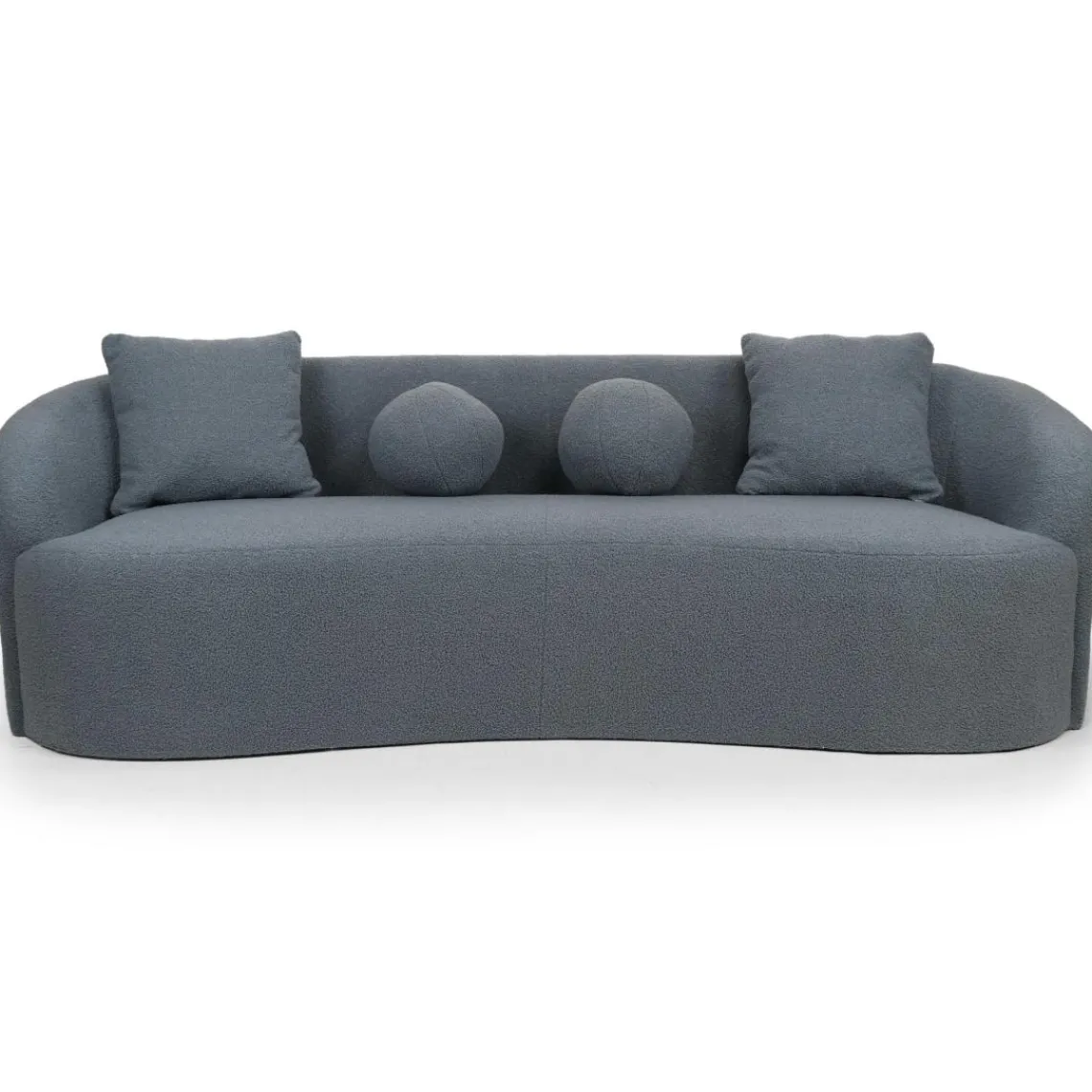 3S. x Home Canapé 4 places au design élégant et incurvé Alex XL Tissu bouclette Gris