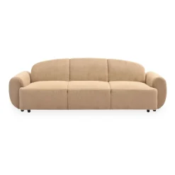 3S. x Home Canapé 3 places convertible dossier et accoudoirs arrondis Oliver Velours côtelé Beige Discount