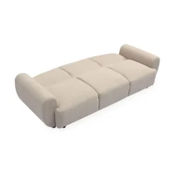 3S. x Home Canapé 3 places convertible dossier et accoudoirs arrondis Oliver Tissu texturé Beige Sale