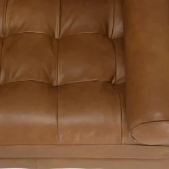 Macabane Canapé 3 places cuir couleur caramel assise capitonnée PIERRE Best