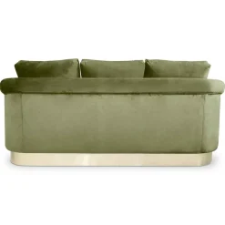 3S. x Home Canapé 3 Places KENPARK Velours Kaki Discount