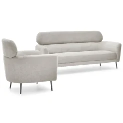 3S. x Home Canapé 3 places moderne avec haut dossier Damigal Tissu doux Beige Sale