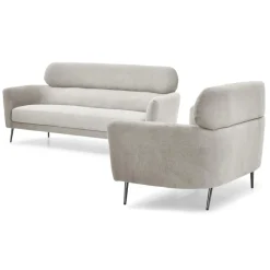 3S. x Home Canapé 3 places moderne avec haut dossier Damigal Tissu doux Beige Sale