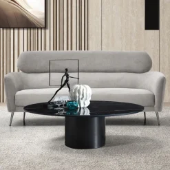 3S. x Home Canapé 3 places moderne avec haut dossier Damigal Tissu doux Gris Best