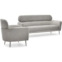 3S. x Home Canapé 3 places moderne avec haut dossier Damigal Tissu doux Gris Best