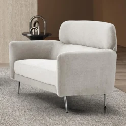 3S. x Home Canapé 2 places moderne avec haut dossier Damigal Tissu doux Beige