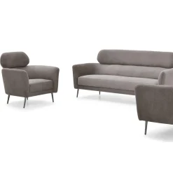 3S. x Home Canapé 3 places moderne avec haut dossier Damigal Tissu doux Gris taupe Online