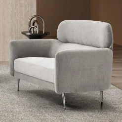 3S. x Home Canapé 2 places moderne avec haut dossier Damigal Tissu doux Gris Best