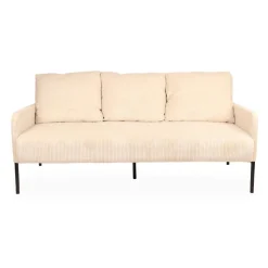 3S. x Home Canapé 3 places moderne et élégant Manuelo Velours côtelé Beige