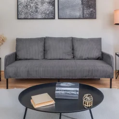 3S. x Home Canapé 3 places moderne et élégant Manuelo Velours côtelé Gris foncé Sale