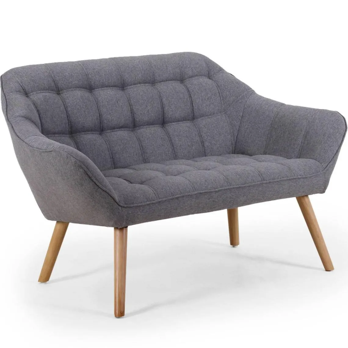 3S. x Home Canapé 2 places Scandinave Zentao Tissu Gris Clair