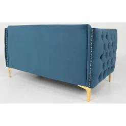 3S. x Home Canapé 2 places Velours MURRAY Bleu Sale