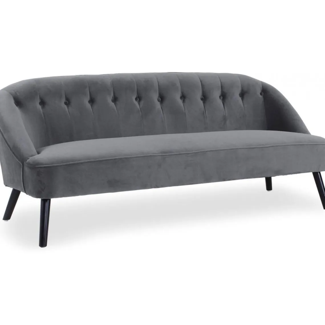 3S. x Home Canapé 3 Places Velours STOCKHOLM Gris Outlet
