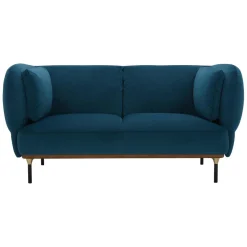 3S. x Home Canapé 2 Places Velours ISEE Bleu Canard Clearance