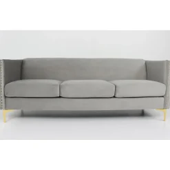 3S. x Home Canapé 3 places Velours MURRAY Gris Sale