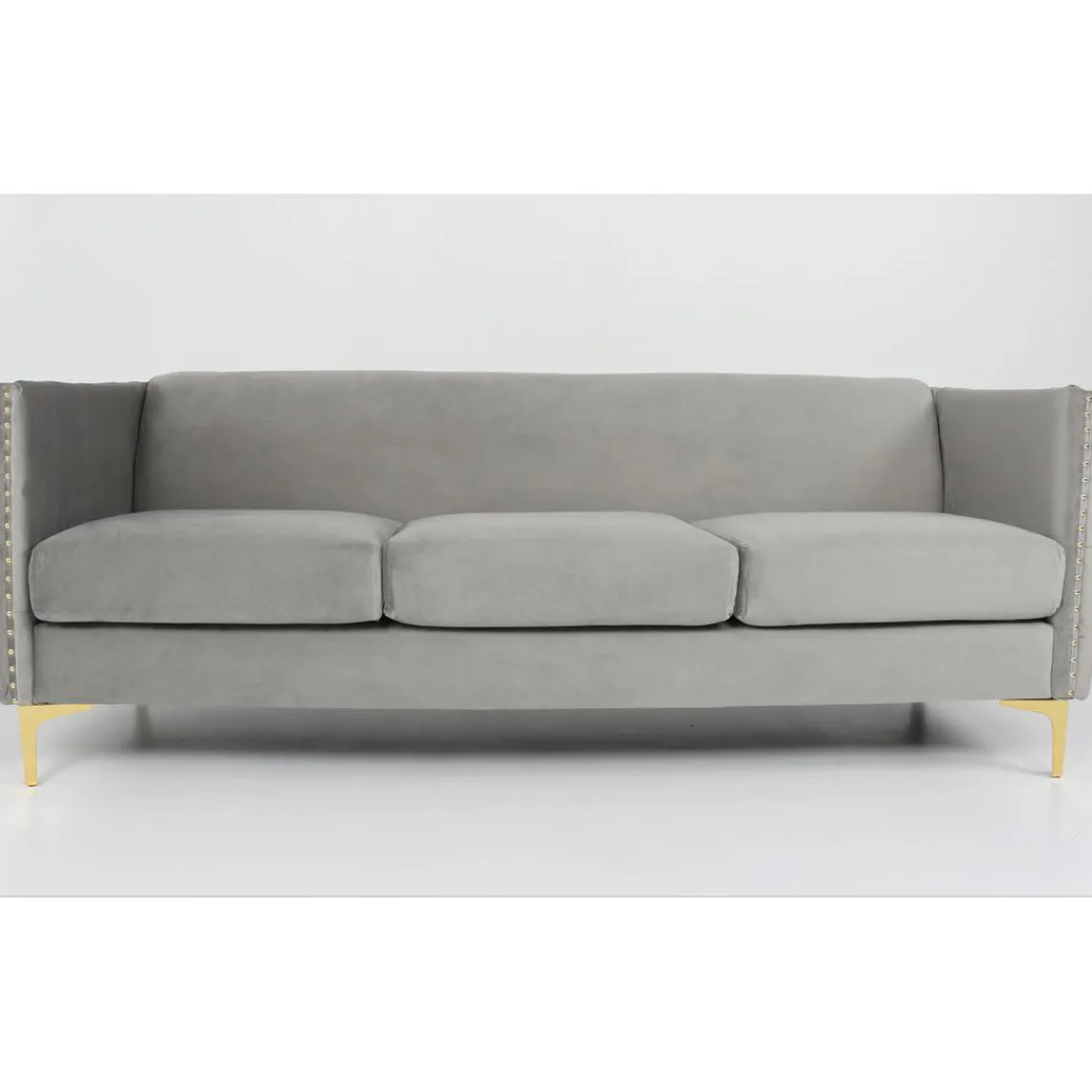 3S. x Home Canapé 3 places Velours MURRAY Gris Sale