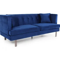 3S. x Home Canapé 3 places Vincennes Velours Bleu Sale