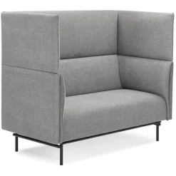ALTEREGO Canapé acoustique 2 places 'VISAVI' avec haut dossier en tissu gris clair Outlet