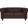 3S. x Home Canapé chesterfield simili choco capitonné 2 places New