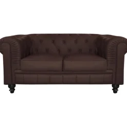 3S. x Home Canapé chesterfield simili choco capitonné 2 places New