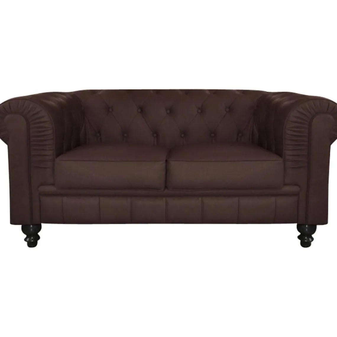 3S. x Home Canapé chesterfield simili choco capitonné 2 places New