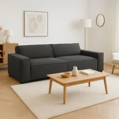 3S. x Home Canapé clic-clac 3 places Roger Tissu bouclette Gris