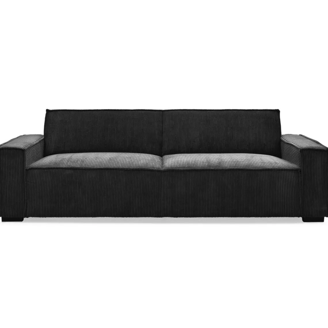 3S. x Home Canapé clic-clac 3 places Roger Velours côtelé Noir Outlet