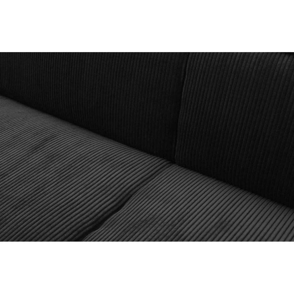 3S. x Home Canapé clic-clac 3 places Roger Velours côtelé Noir Outlet