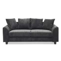 3S. x Home Canapé contemporain 3 places Mozart Velours côtelé Gris foncé Hot