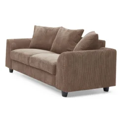 3S. x Home Canapé contemporain 2 places Mozart Velours côtelé Marron Discount