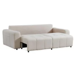 3S. x Home Canapé convertible 3 places Cloudy Tissu bouclette Crème Best