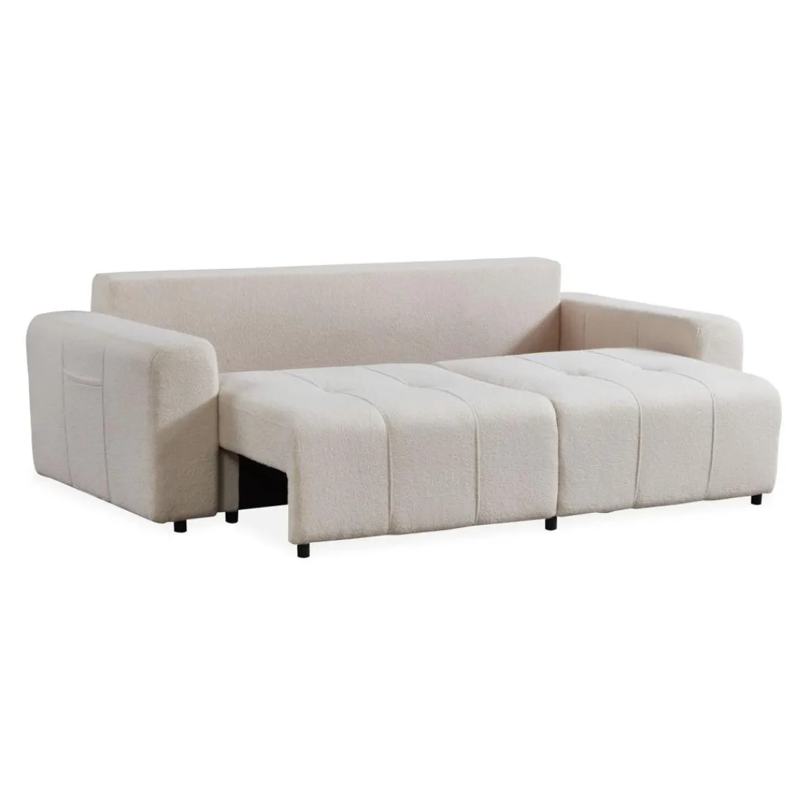 3S. x Home Canapé convertible 3 places Cloudy Tissu bouclette Crème Best