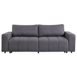 3S. x Home Canapé convertible 3 places Cloudy Tissu effet lin Gris foncé Sale